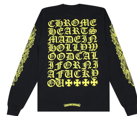 Chrome Hearts Made In Hollywood Pocket Long-Sleeve T-Shirt 'Black/Yellow' Pre-Owned