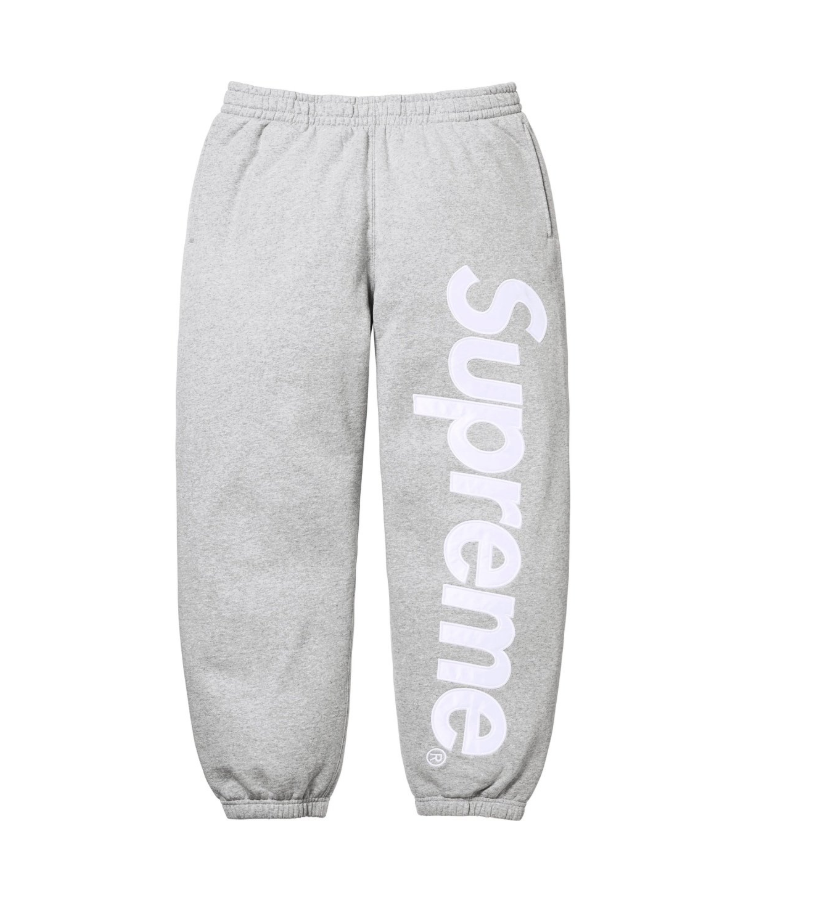 Supreme Satin Appliqué Sweatpant (FW25) Heather Grey
