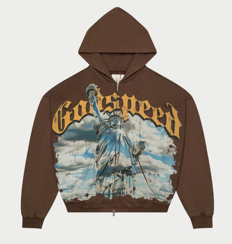 Godspeed Chrome Liberty Zip Hoodie V2 (Brown Wash)