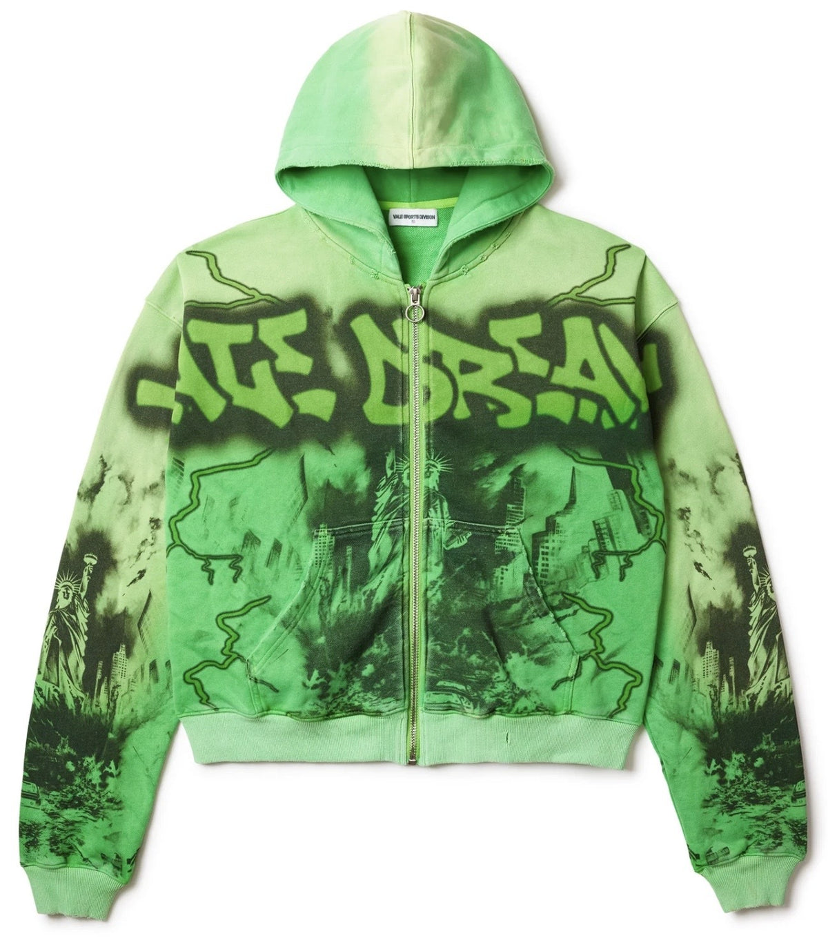 VALE FOREVER  GREEN NIGHTMARE ZIP UP HOODIE