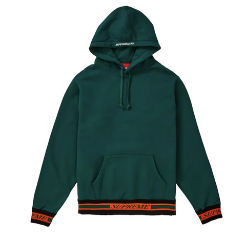 Supreme Striped Rib Hooded Sweatshirt Dark Green Pre-Owned