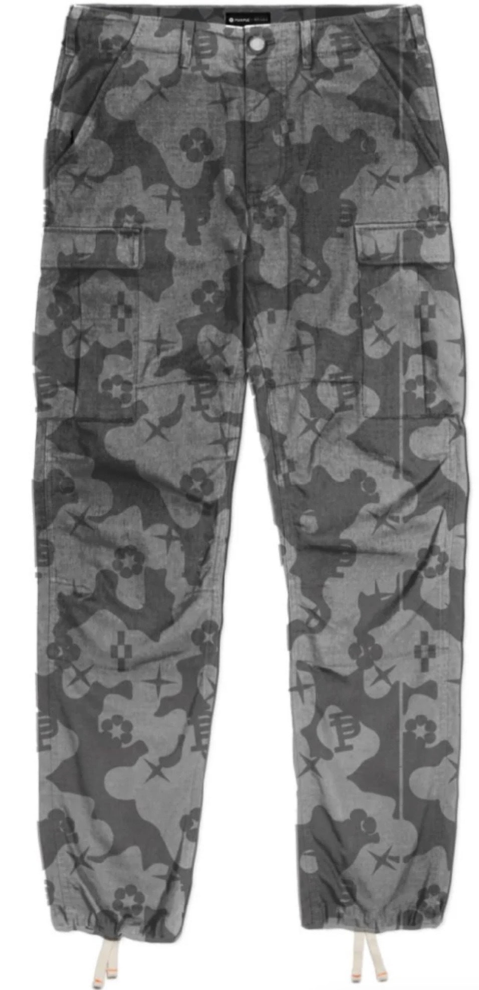 Purple Brand P503 Camouflage Print Cargo Black Pants