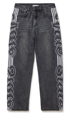 VALE FOREVER BLACK INSIGNIA DENIM PANTS