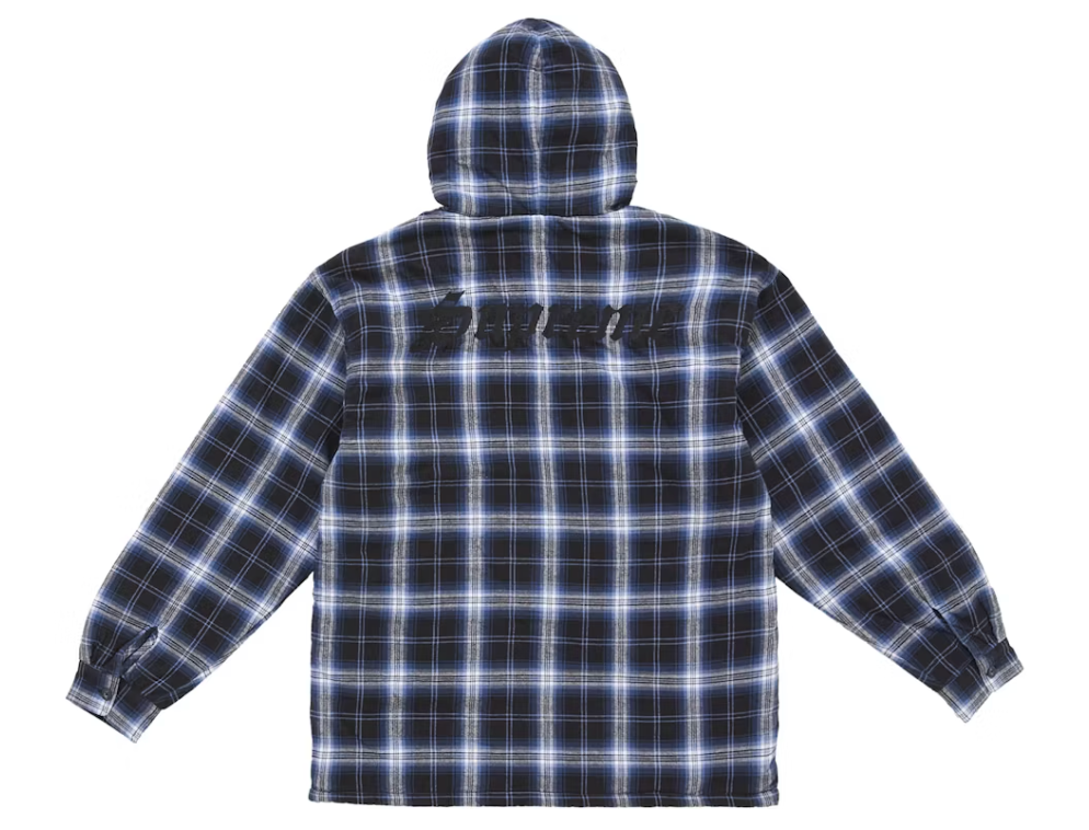 Supreme Lined Zip Up Hooded Flannel Shirt Navy