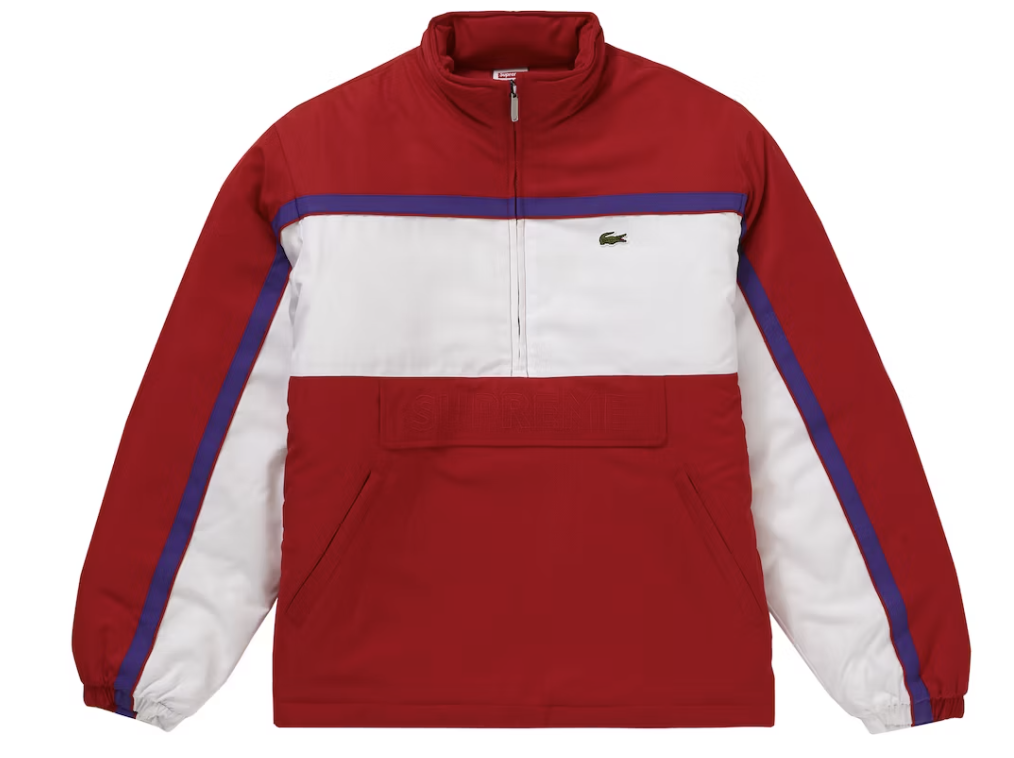 Supreme LACOSTE Puffy Half Zip Pullover Red Pre-Owned