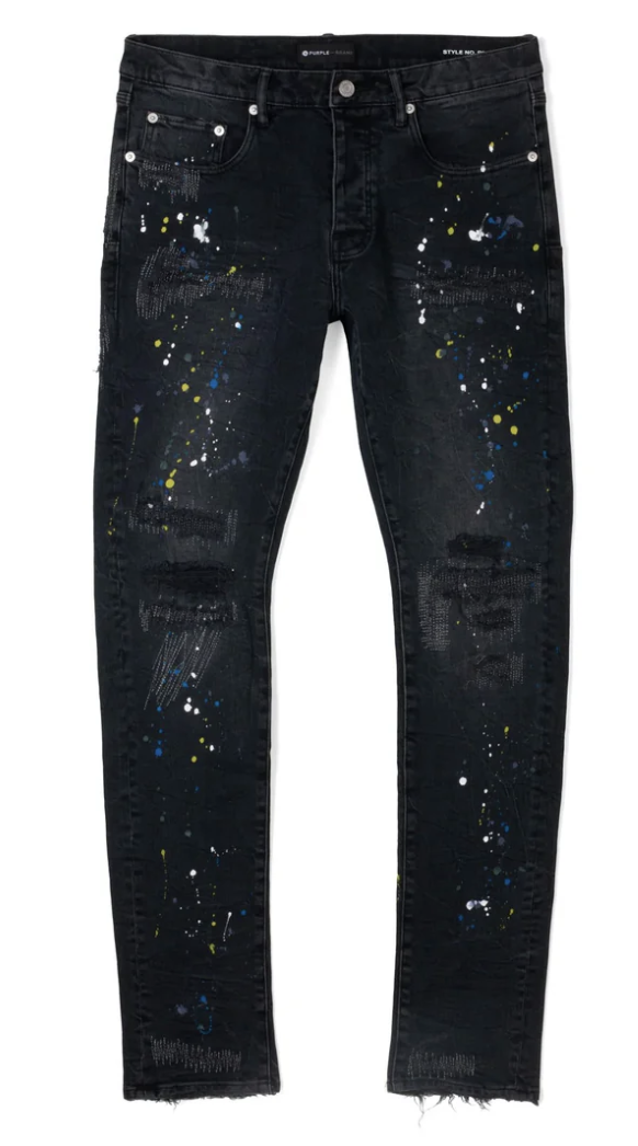 Purple Brand Black Reflective Repair With Paint Jeans