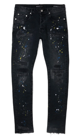 Purple Brand Black Reflective Repair With Paint Jeans