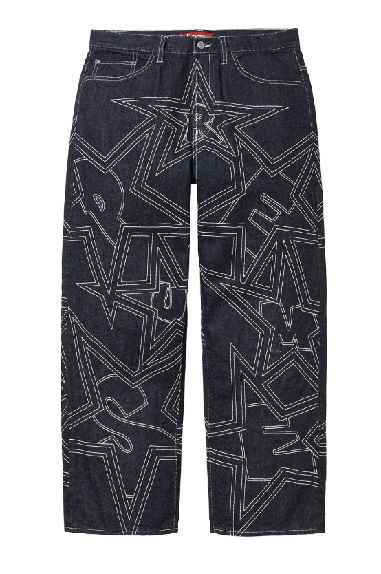 Supreme Stars Topstitch Baggy Jean Blue