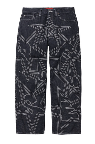 Supreme Stars Topstitch Baggy Jean Blue