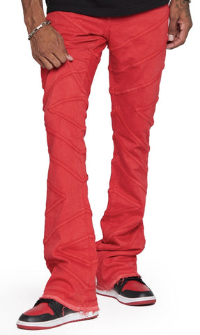 Valabasas "CASSIUS" RED STACKED FLARE JEAN