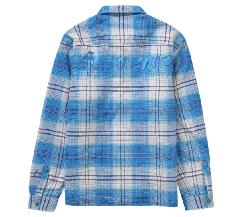 Supreme Blue Plaid Lined Flannel Snap Shirt