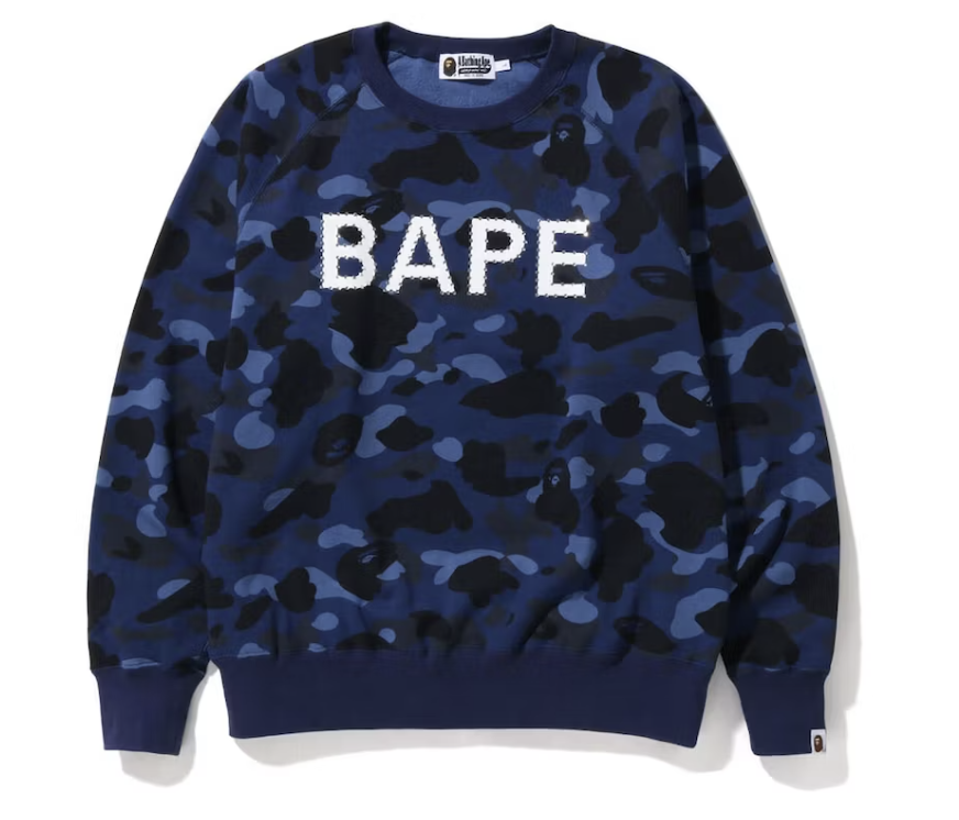 BAPE Navy Camo Crystal Stone Crewneck