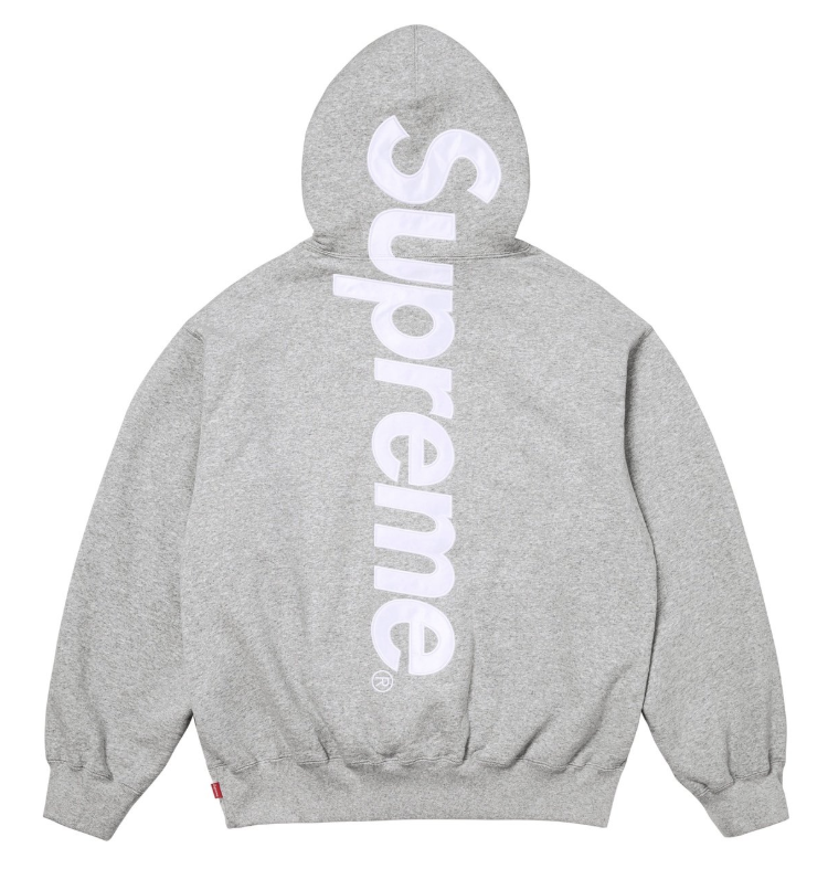Satin Appliqué Hooded Sweatshirt Heather Grey