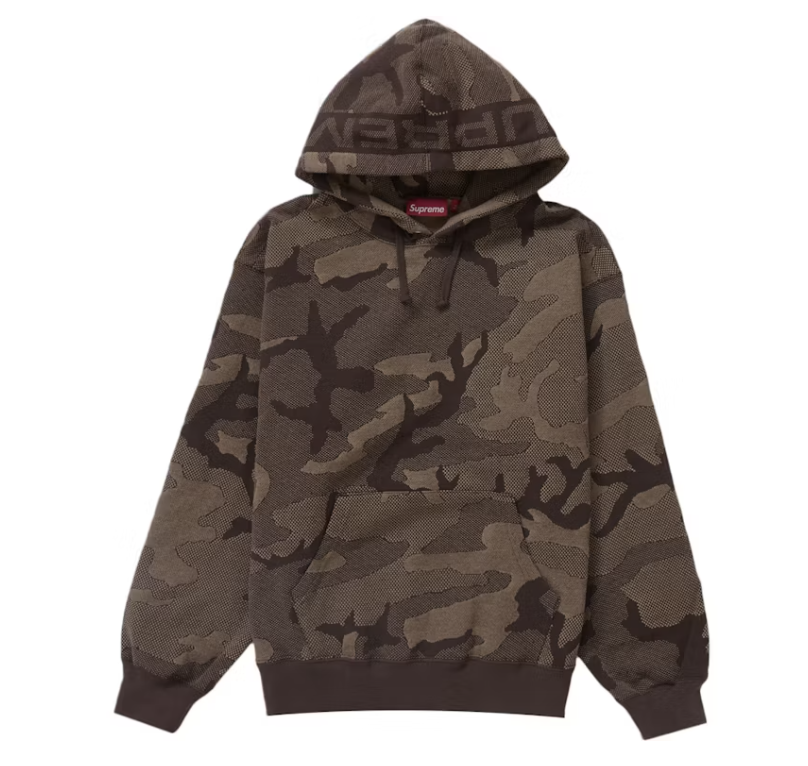 Supreme Jacquard Stripe Hooded Sweatshirt Brown Camo