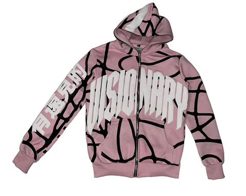 Visionary Club "PINK BUBBLEGUM" FULL ZIP-UP PUFF PRINT HOODIE