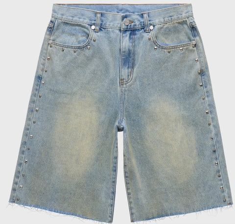 Homme Femme Studded Denim Shorts Blue