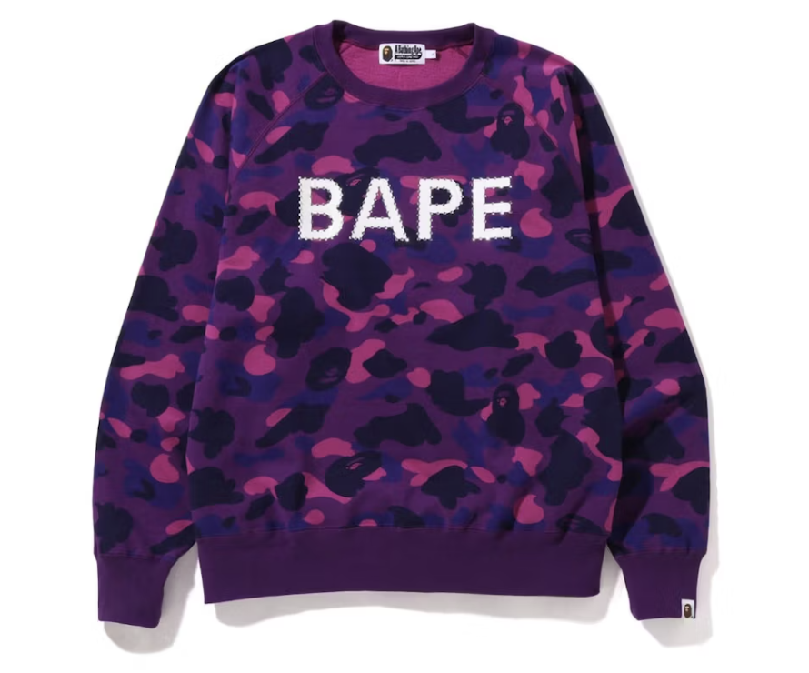 BAPE Purple Camo Crystal Stone Crewneck