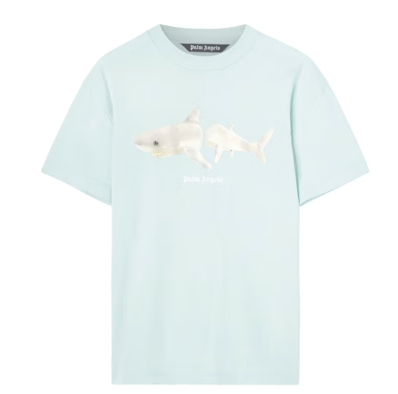 Palm Angels White Shark Classic Tee Light Blue/White