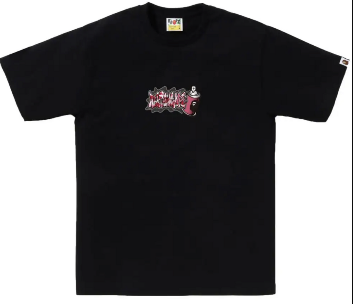 BAPE ABC Pink Camo Spray Black Tee