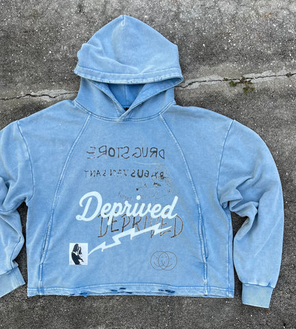 Deprived 1/10 "Intervention" Cropped Hoodie Blue