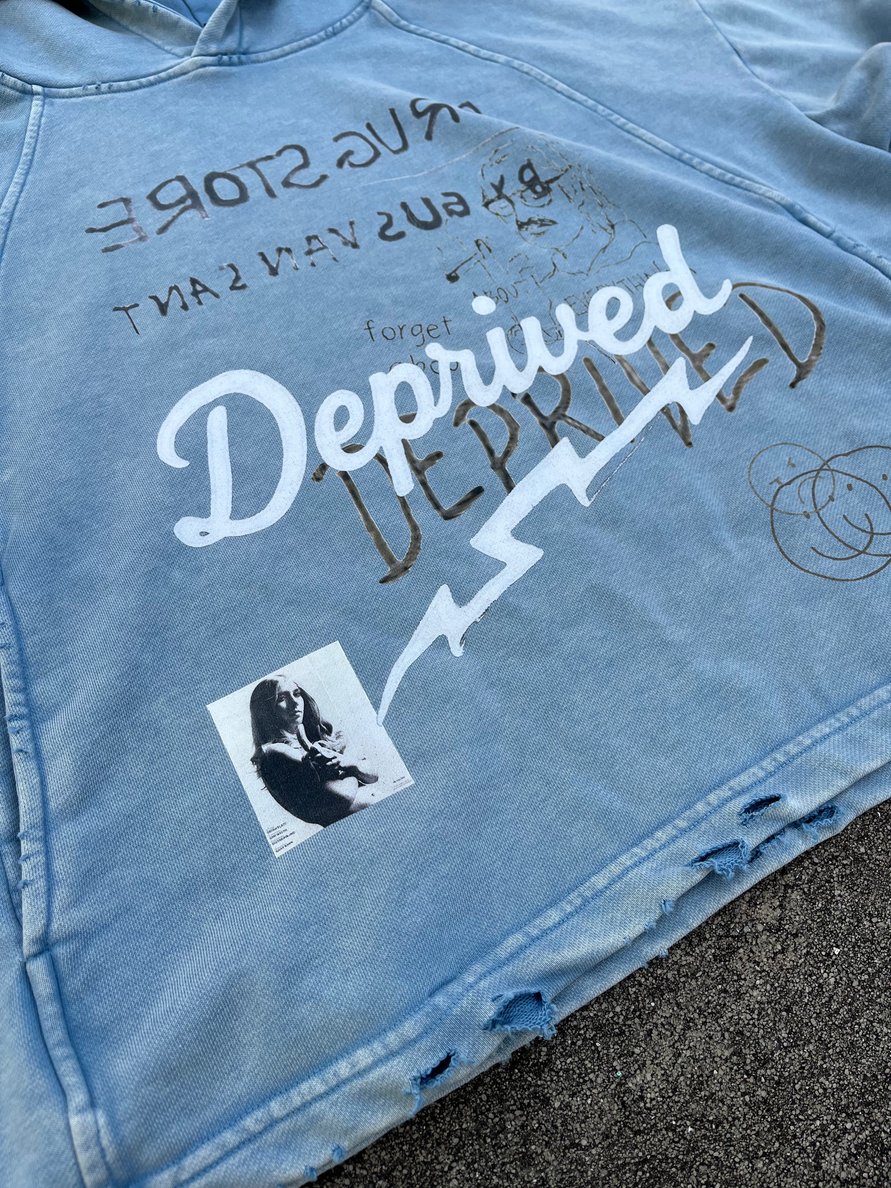 Deprived 1/10 "Intervention" Cropped Hoodie Blue
