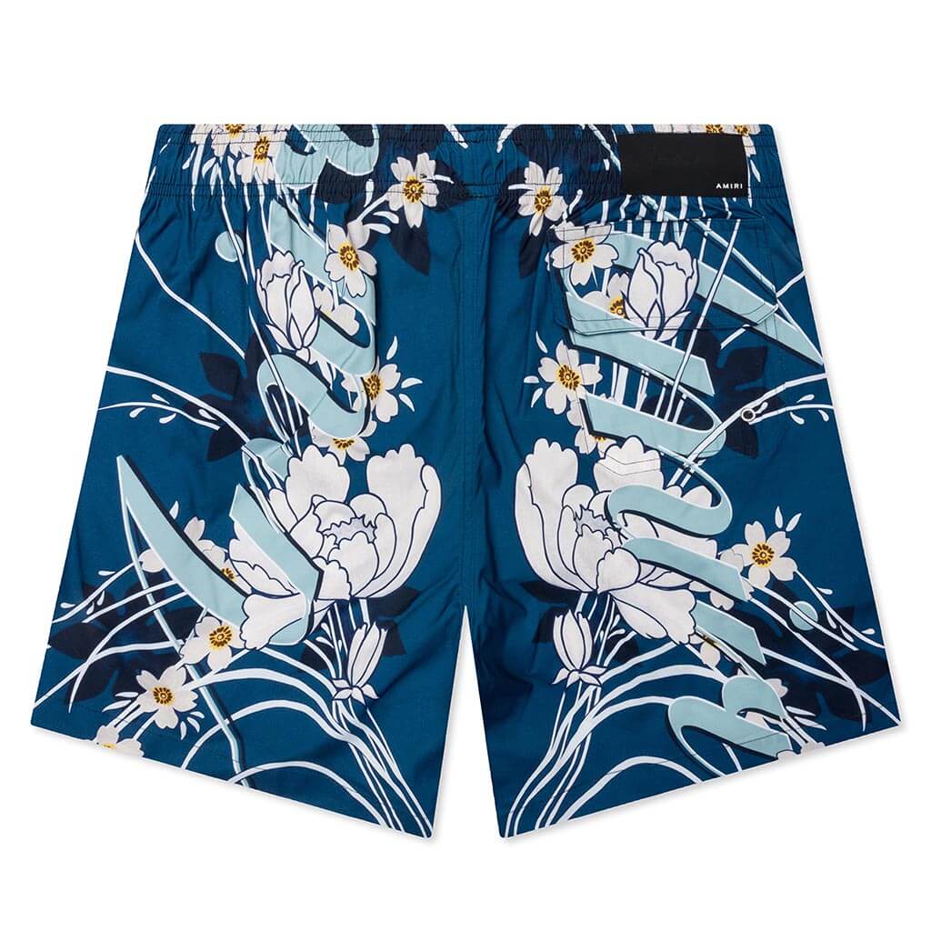 AMIRI Blue Floral Swim Trunks