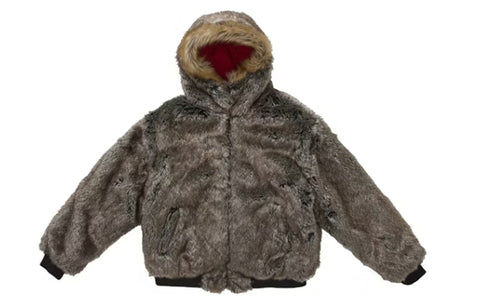 Supreme Reversible Faux Fur Hooded Work Jacket Red