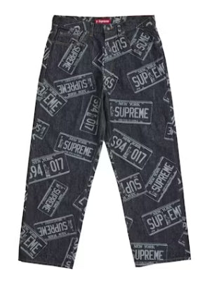 Supreme License Plate Baggy Jean Rigid Indigo