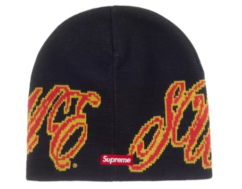 Supreme New Era Cursive Beanie Navy