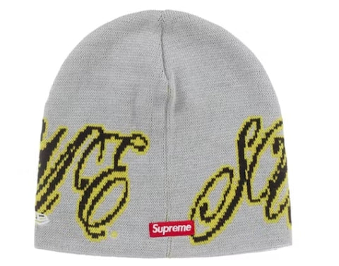 Supreme New Era Cursive Beanie Heather Grey