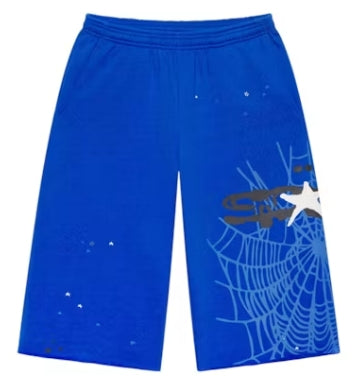 Sp5der Heavy Web Long Sweatshorts Blue
