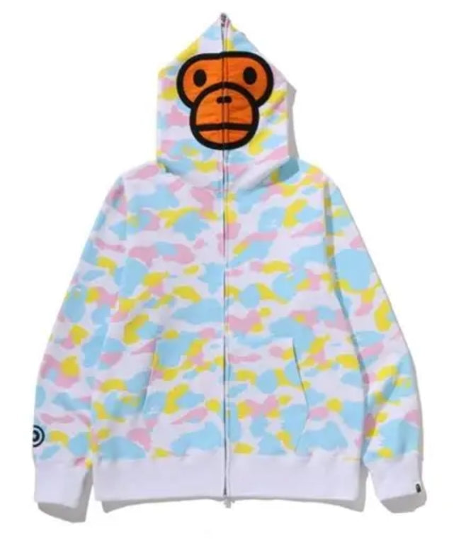 BAPE Multi Camo Baby Milo Regular Fit Full Zip Up Hoodie