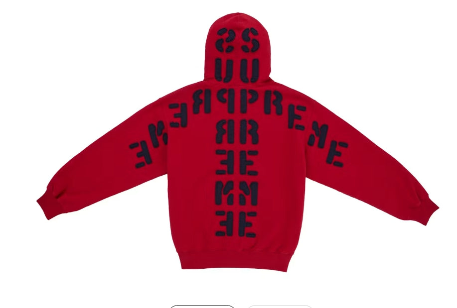 Supreme Mirrored Applique Hooded Sweatshirt Red