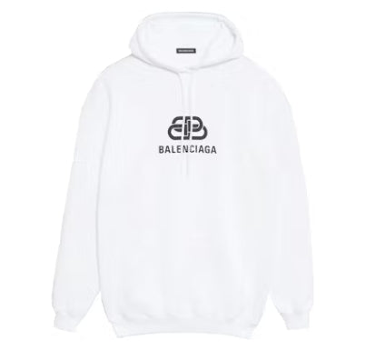 Balenciaga BB Fleece Hoodie White Pre-Owned
