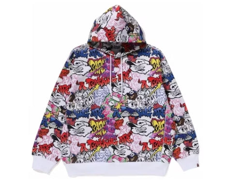 BAPE Graffiti Pattern Pullover Hoodie Multicolor