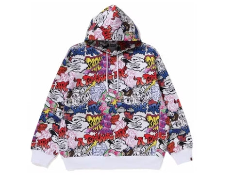 BAPE Graffiti Pattern Pullover Hoodie Multicolor