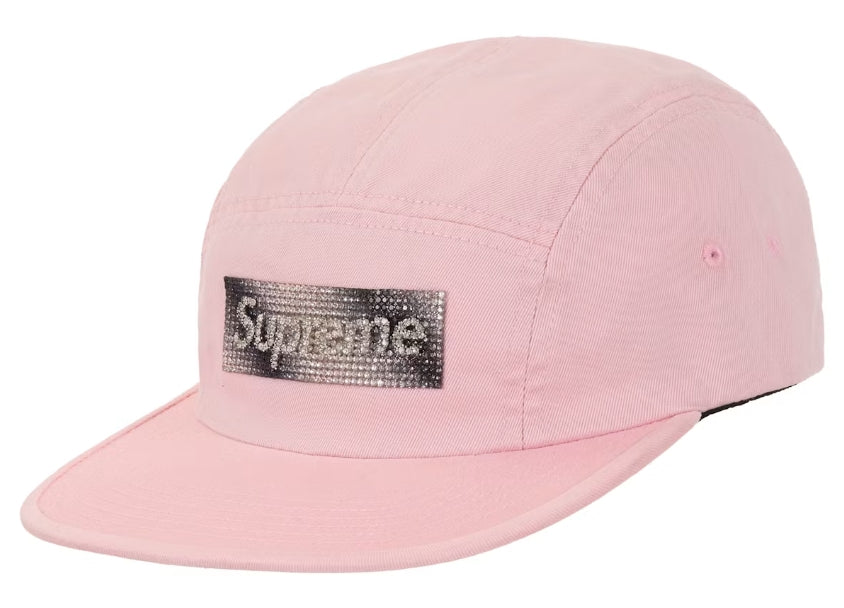Supreme Rhinestone Label Camp Cap Pink