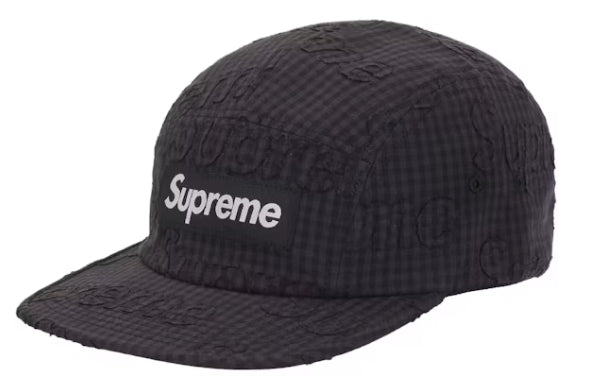 Supreme Monogram Gingham Camp Cap Black