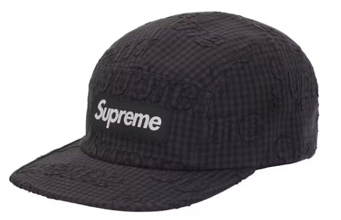 Supreme Monogram Gingham Camp Cap Black
