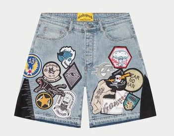Godspeed Patchwork Denim Shorts V2 Blue