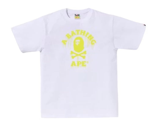 BAPE Drip Ape Crossbone College Tee White Pre-Owned