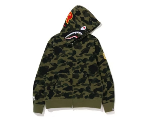 BAPE PONR 1st Camo Shark Full Zip Hoodie Green Pre-Owned