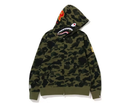 BAPE PONR 1st Camo Shark Full Zip Hoodie Green Pre-Owned