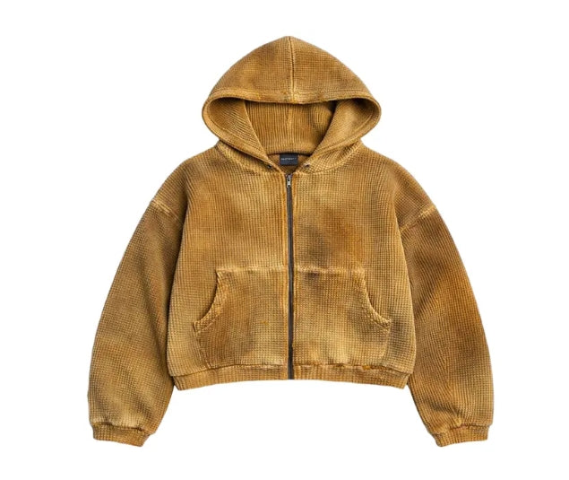 GV Gallery Waffle Thermal Zip Up Mustard