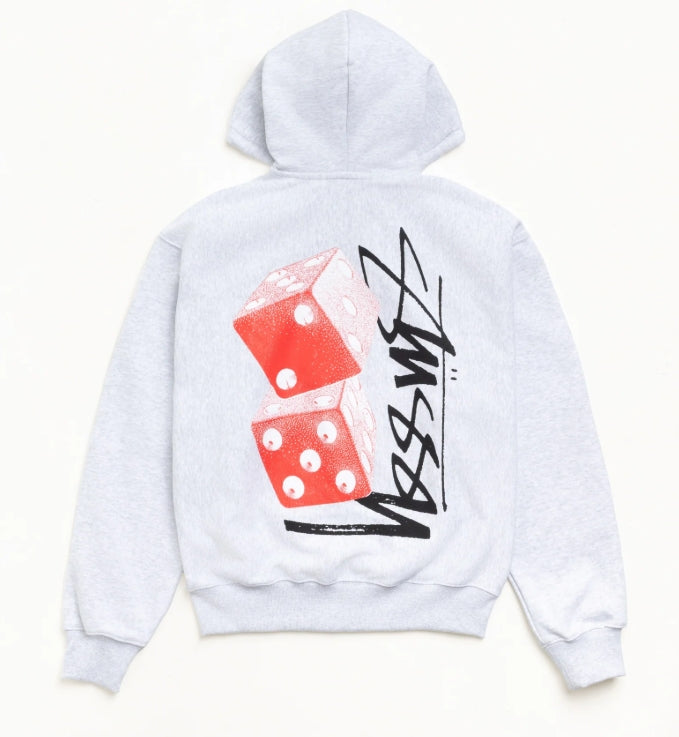 Stussy Tall Dice Zip Hoodie Ash Heather