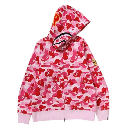 BAPE ABC Camo 2nd Shark Full Zip Hoodie Pink