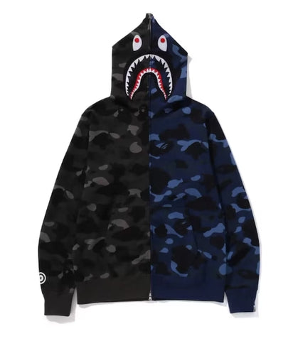BAPE Color Camo Separate Shark FZ Hoodie Black/Navy