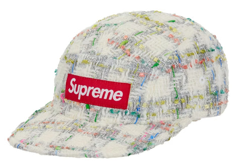 Supreme Metallic Boucle Camp Cap White