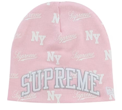 Supreme New Era Monogram Beanie Pink