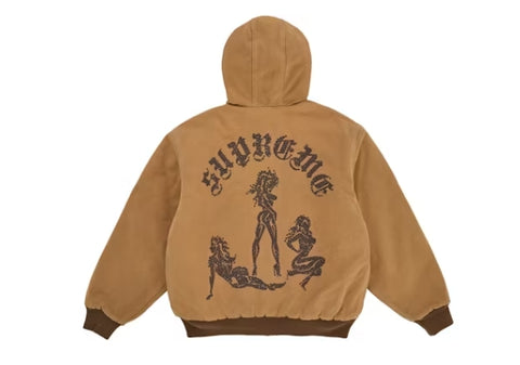 Supreme The Great China Wall Hooded Work Jacket Brown